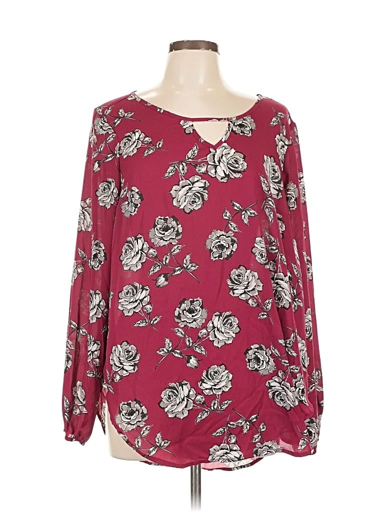 Pre-owned Torrid Long Sleeve Blouse In Burgundy