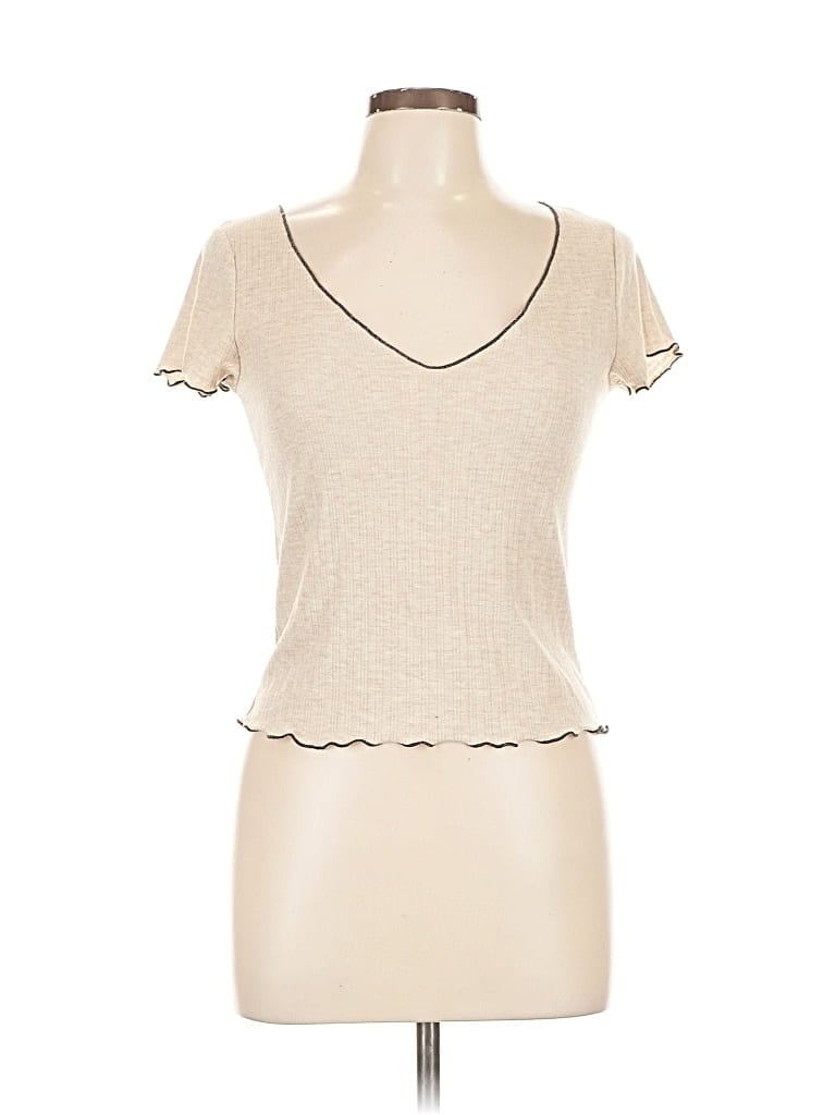 Pre-owned Project Social T Short Sleeve Top Ivory Sweetheart Neckline Tops In White