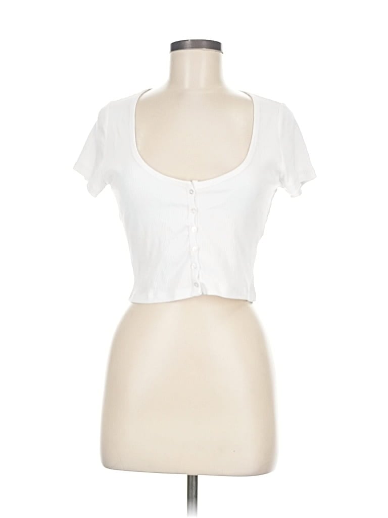 Click to view more detailed imagery on our partner's website Pre-owned H&m Short Sleeve Top White Sweetheart Neckline Tops