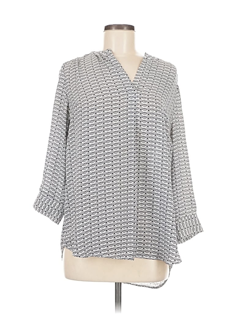 Pre-owned Dalia Collection 3/4 Sleeve Blouse In Gray