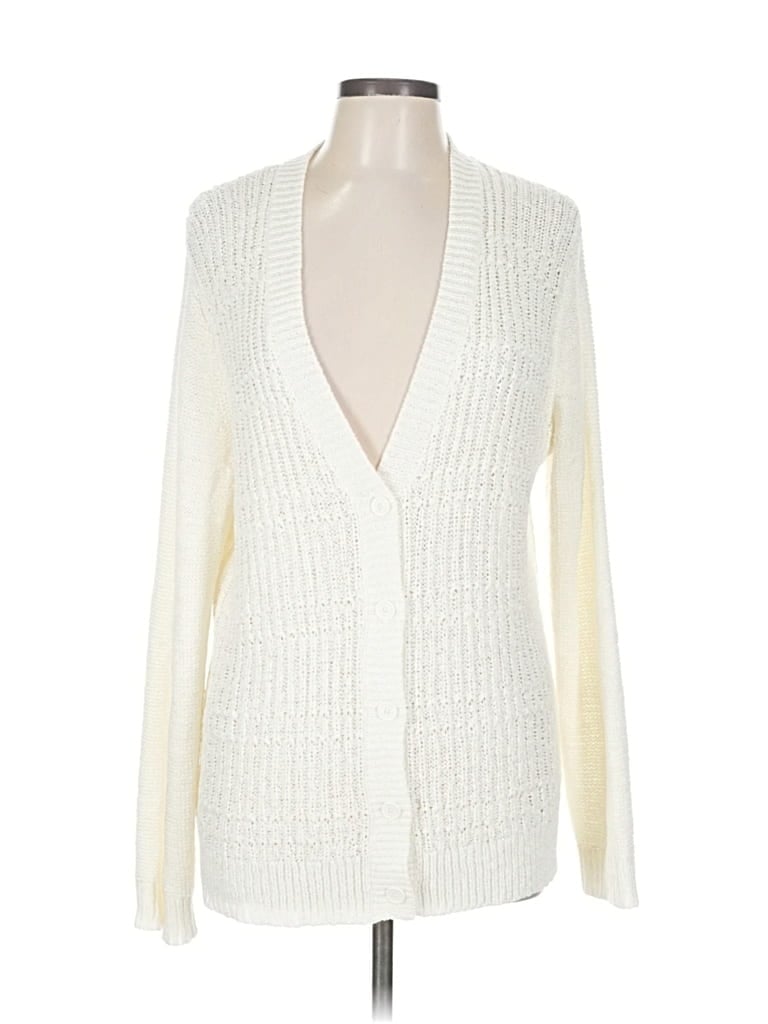 Pre-owned Coldwater Creek Cardigan Sweater In White