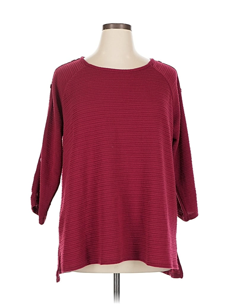Pre-owned New York Laundry 3/4 Sleeve Top Burgundy Boatneck Tops