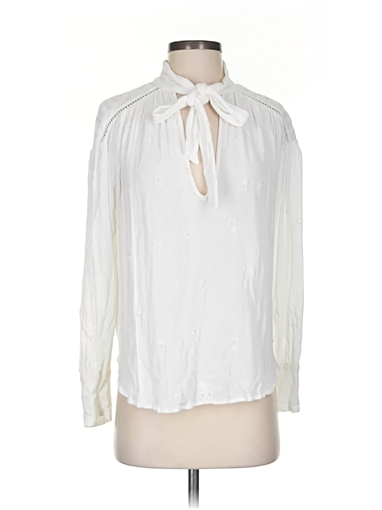 Pre-owned Free People Long Sleeve Blouse In White