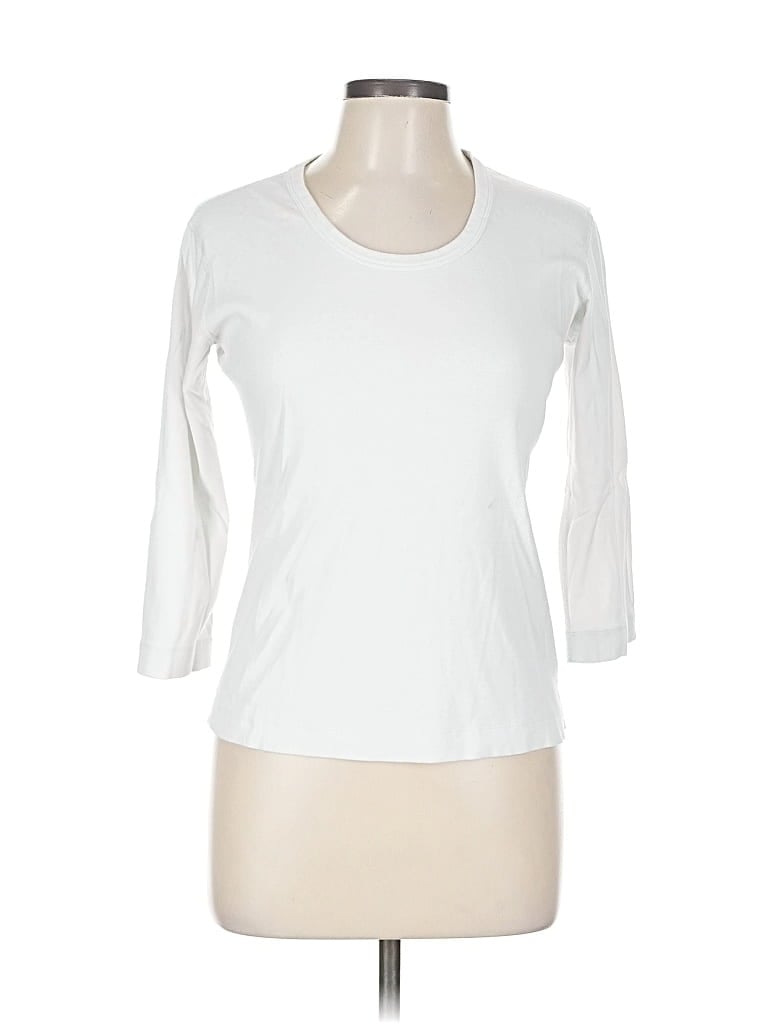 Pre-owned Three Dots 3/4 Sleeve T-shirt In White