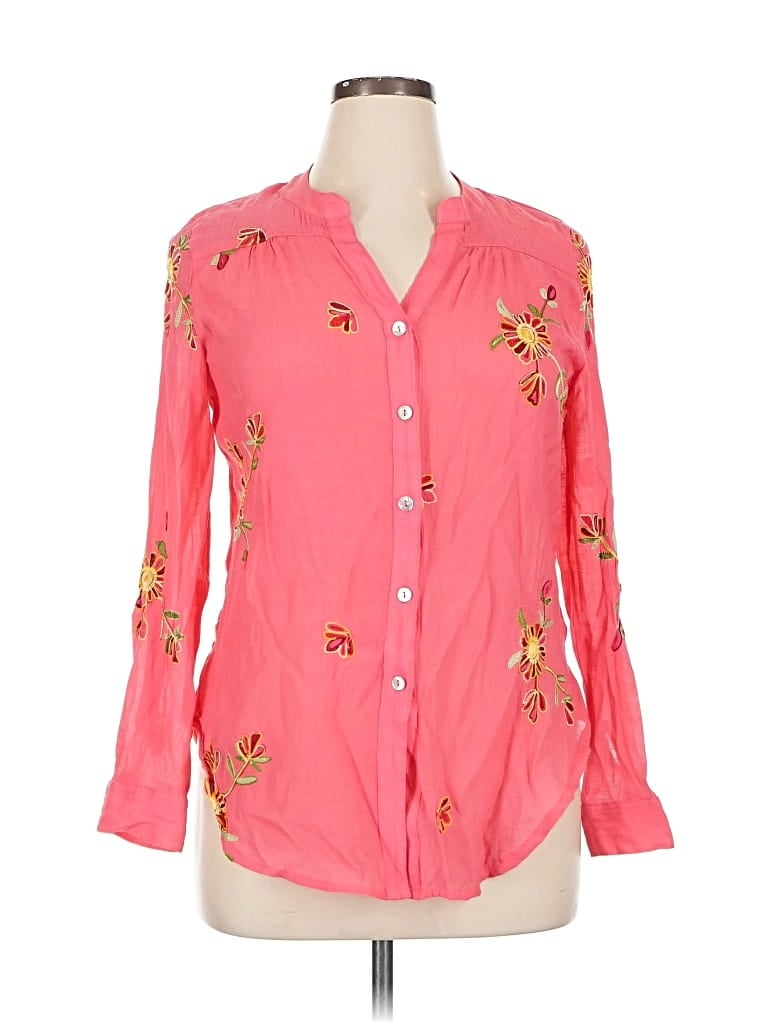Pre-owned Figueroa & Flower Long Sleeve Blouse In Pink