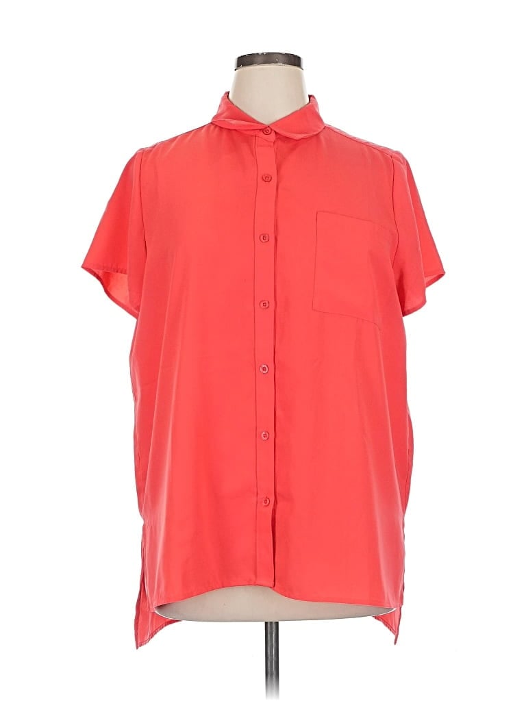 Pre-owned Susan Graver Short Sleeve Blouse In Red