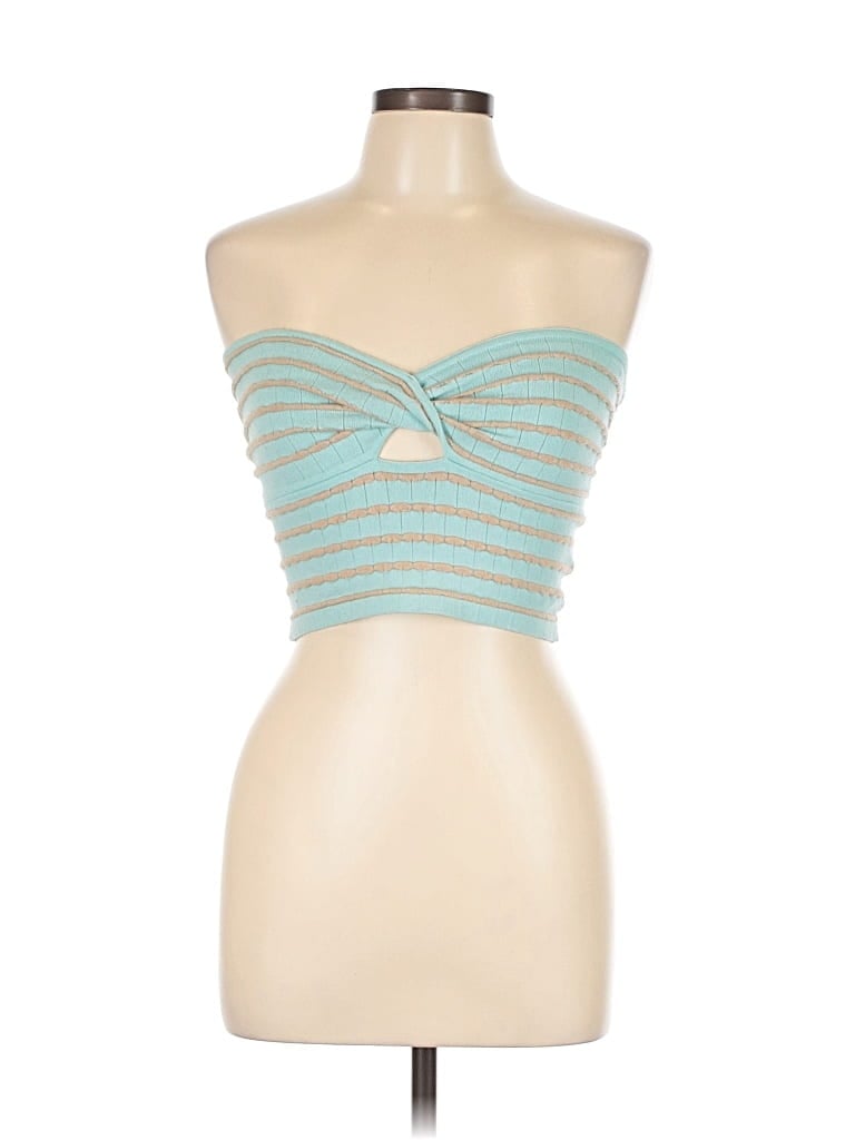 Pre-owned Aerie Tube Top Teal Strapless Neckline Tops In Blue