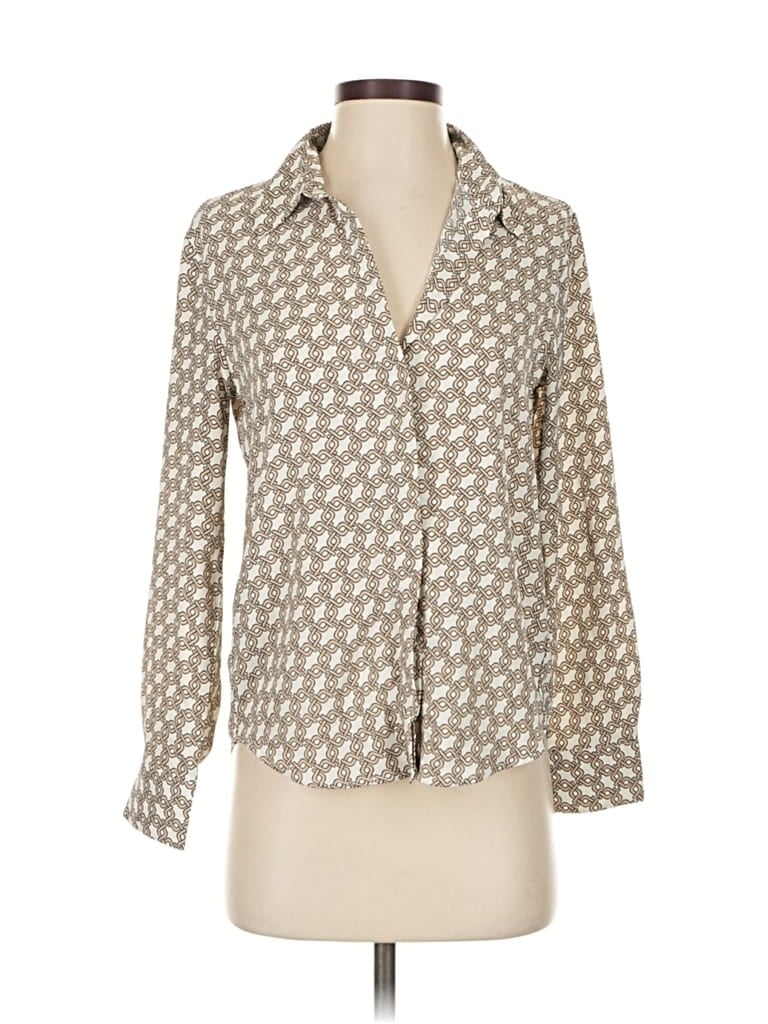 Pre-owned Mng 3/4 Sleeve Blouse In Brown