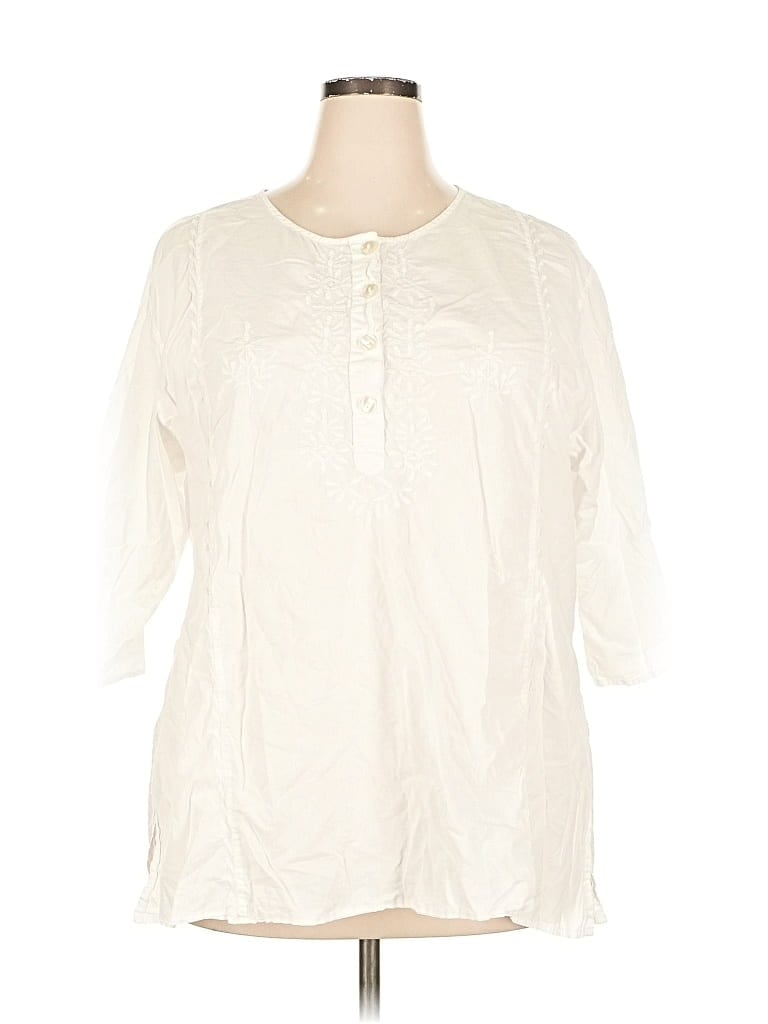 Pre-owned New Directions 3/4 Sleeve Blouse In White