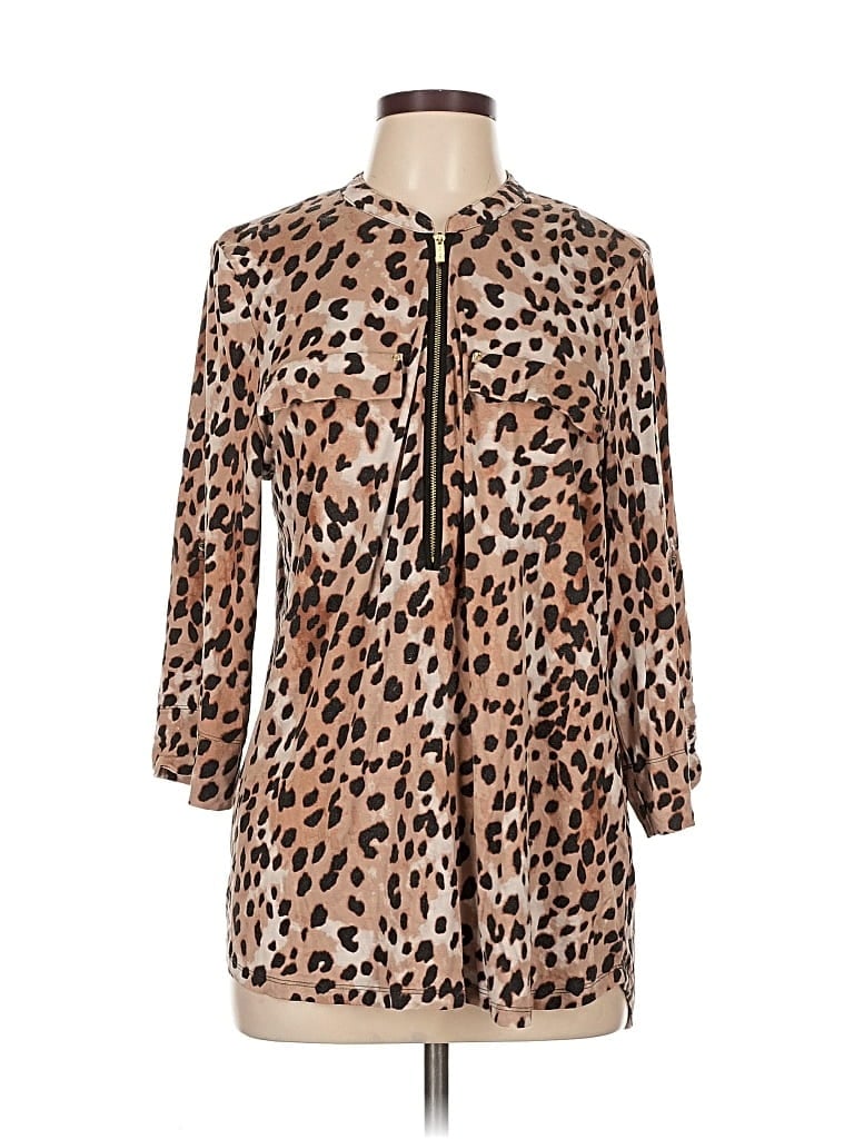 Pre-owned Calvin Klein 3/4 Sleeve Blouse In Brown