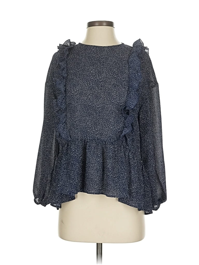 Pre-owned H&m Long Sleeve Blouse In Blue