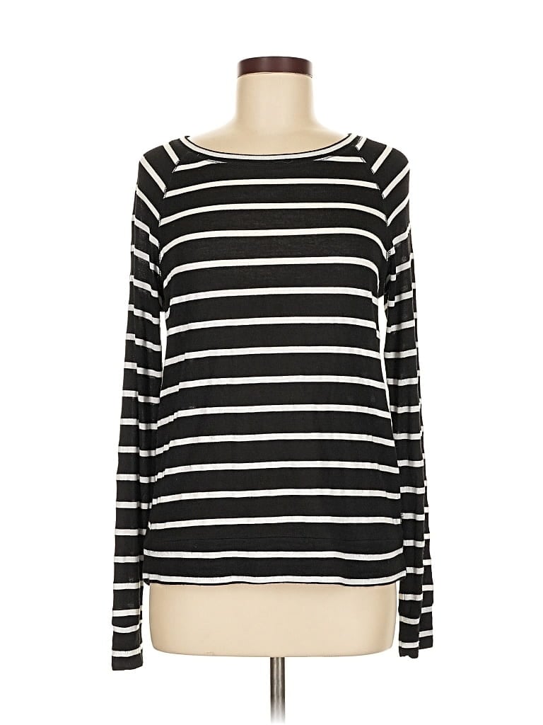 Pre-owned Mix By 41 Hawthorn Long Sleeve Top Black Boatneck Tops