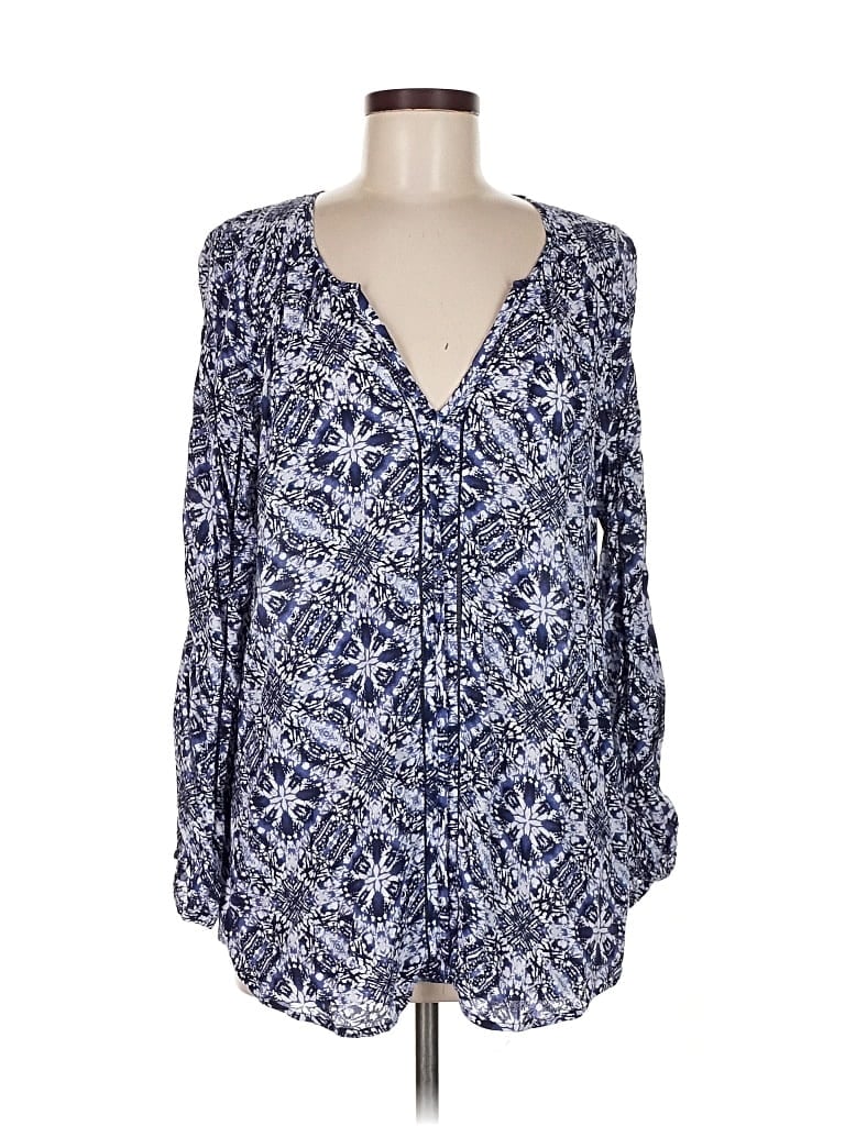 Pre-owned Lucky Brand Long Sleeve Blouse In Blue
