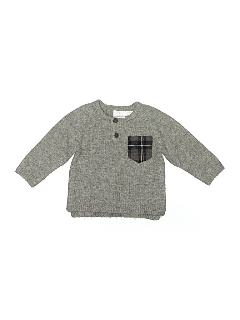 Pre-owned Zara Baby Babies' Pullover Sweater In Gray