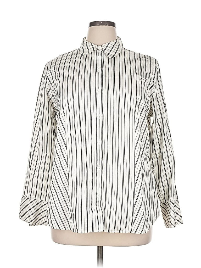 Pre-owned Talbots Long Sleeve Blouse In White