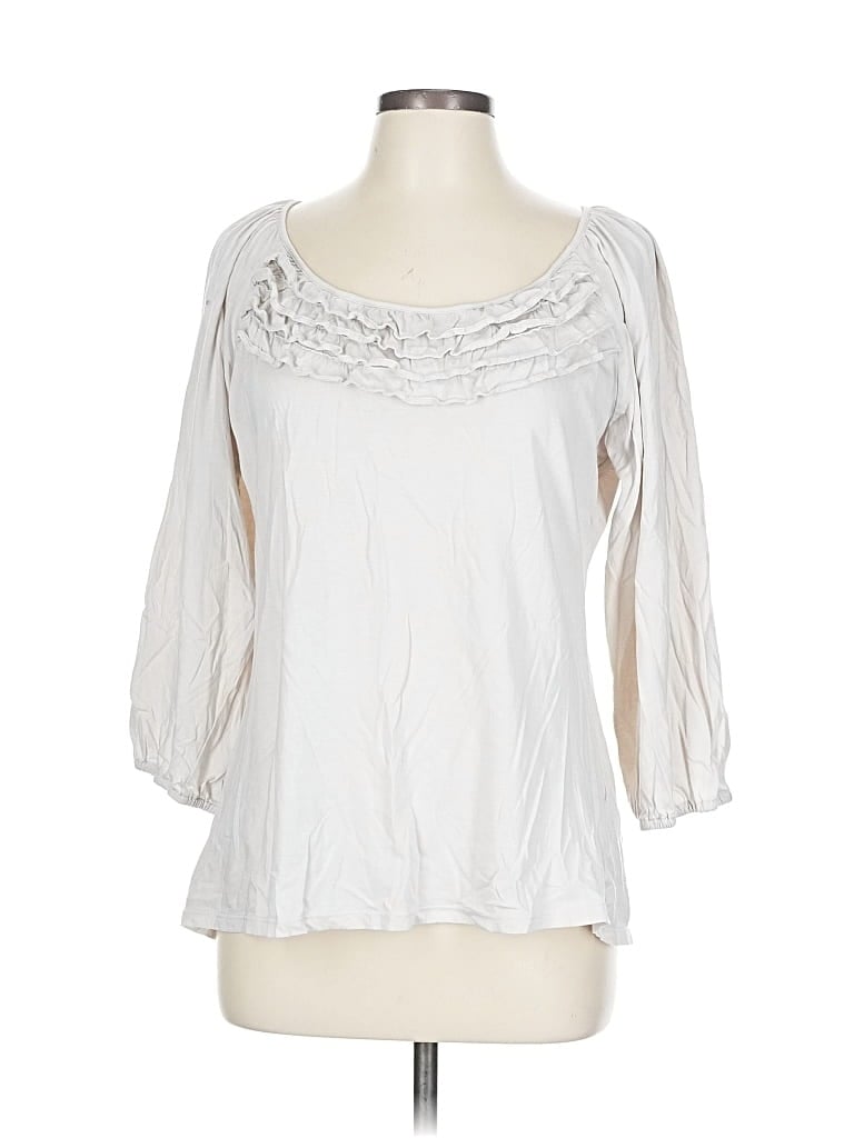 Pre-owned Garnet Hill 3/4 Sleeve Blouse In Silver