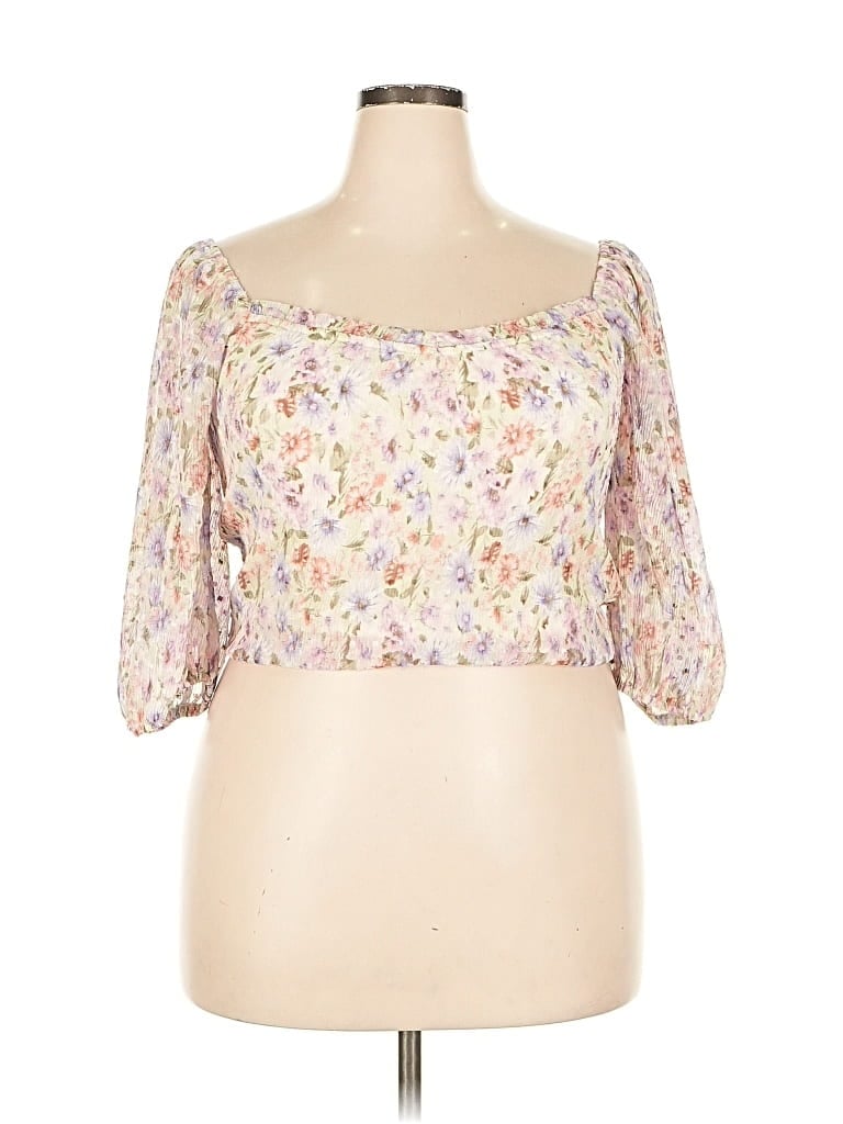 Pre-owned Lush 3/4 Sleeve Blouse In Pink