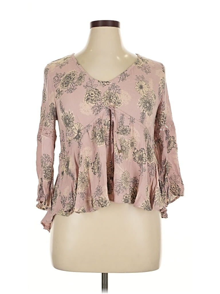 Pre-owned American Rag Cie 3/4 Sleeve Blouse In Pink
