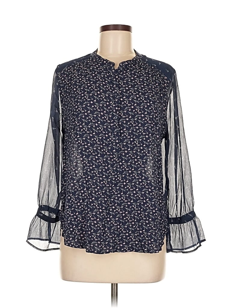 Pre-owned Lucky Brand Long Sleeve Blouse In Blue