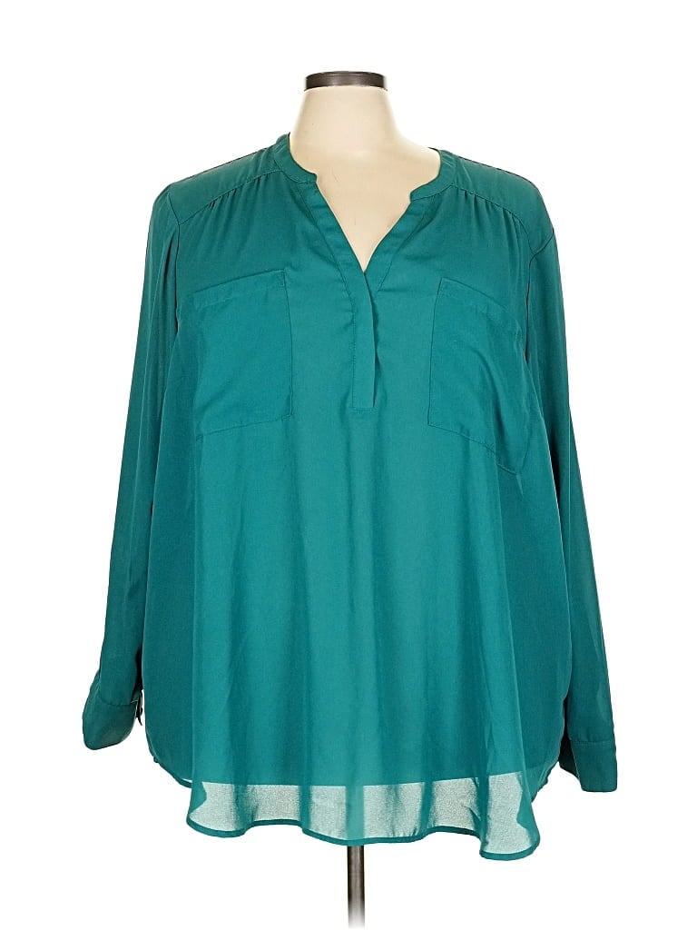 Pre-owned Torrid Long Sleeve Blouse In Blue
