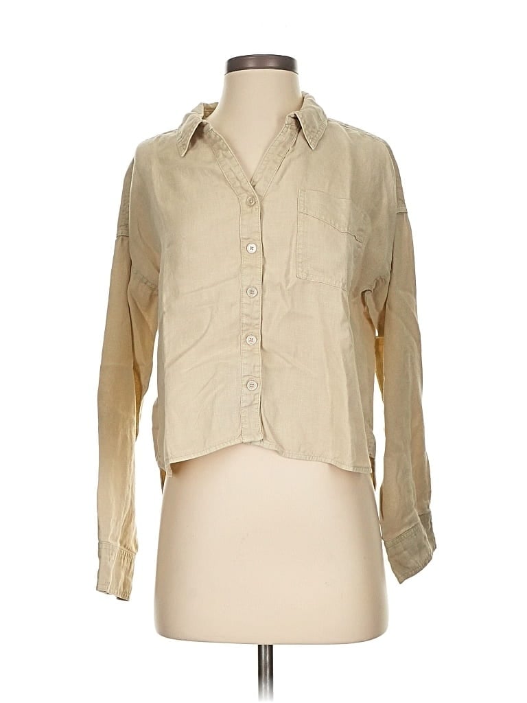 Click to view more detailed imagery on our partner's website Pre-owned Michael Stars 3/4 Sleeve Button Down Shirt In Brown
