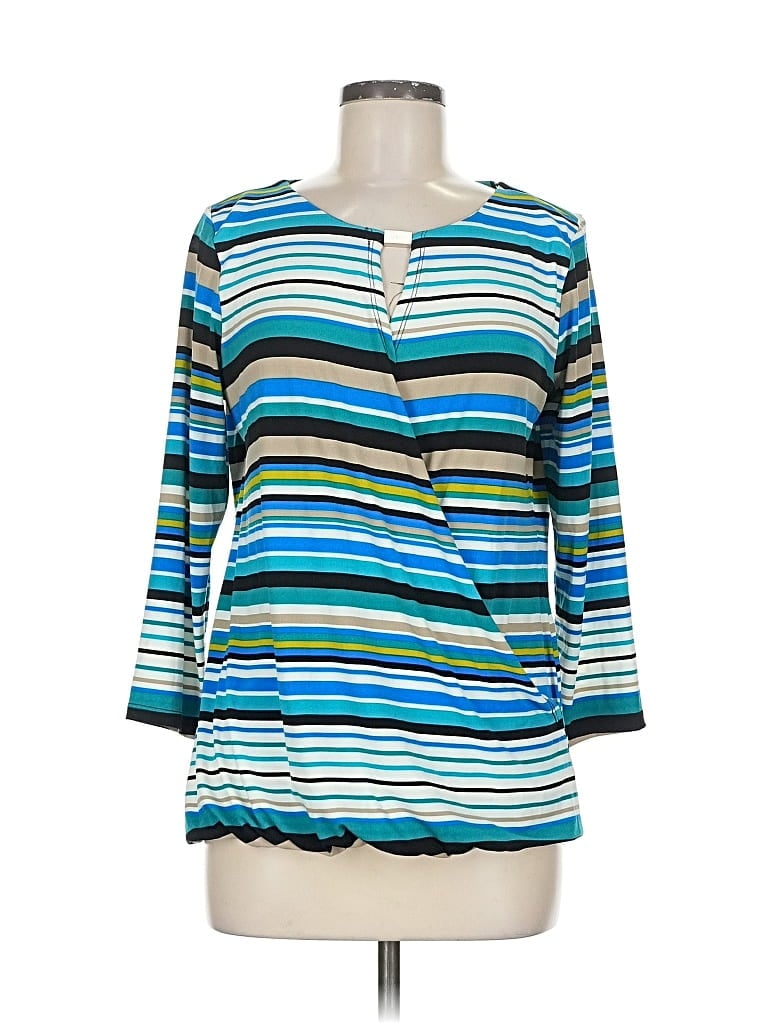 Pre-owned Calvin Klein 3/4 Sleeve Blouse In Blue