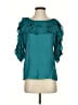Tibi 100% Silk Teal 3/4 Sleeve Silk Top Size 2 - photo 1