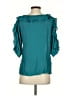Tibi 100% Silk Teal 3/4 Sleeve Silk Top Size 2 - photo 2