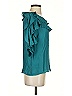 Tibi 100% Silk Teal 3/4 Sleeve Silk Top Size 2 - photo 4