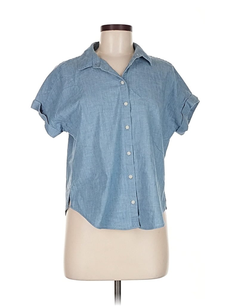 Pre-owned Banana Republic Short Sleeve Button Down Shirt In Blue