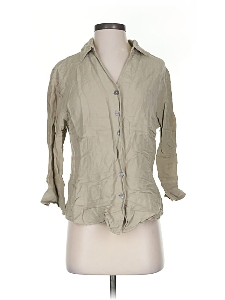 Pre-owned East5th 3/4 Sleeve Button Down Shirt In Brown