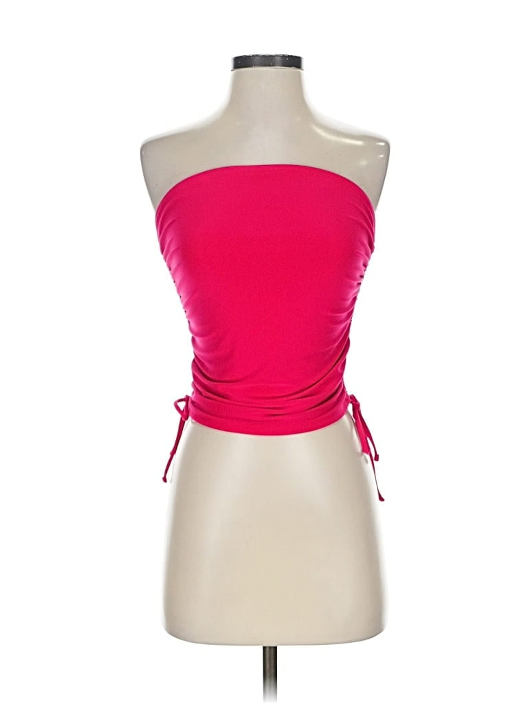 Express Sleeveless Top Red Strapless Neckline Tops In Red