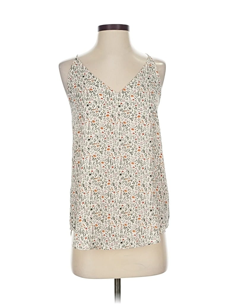 Pre-owned Ann Taylor Loft Outlet Sleeveless Top Ivory Scoop Neck Tops In White