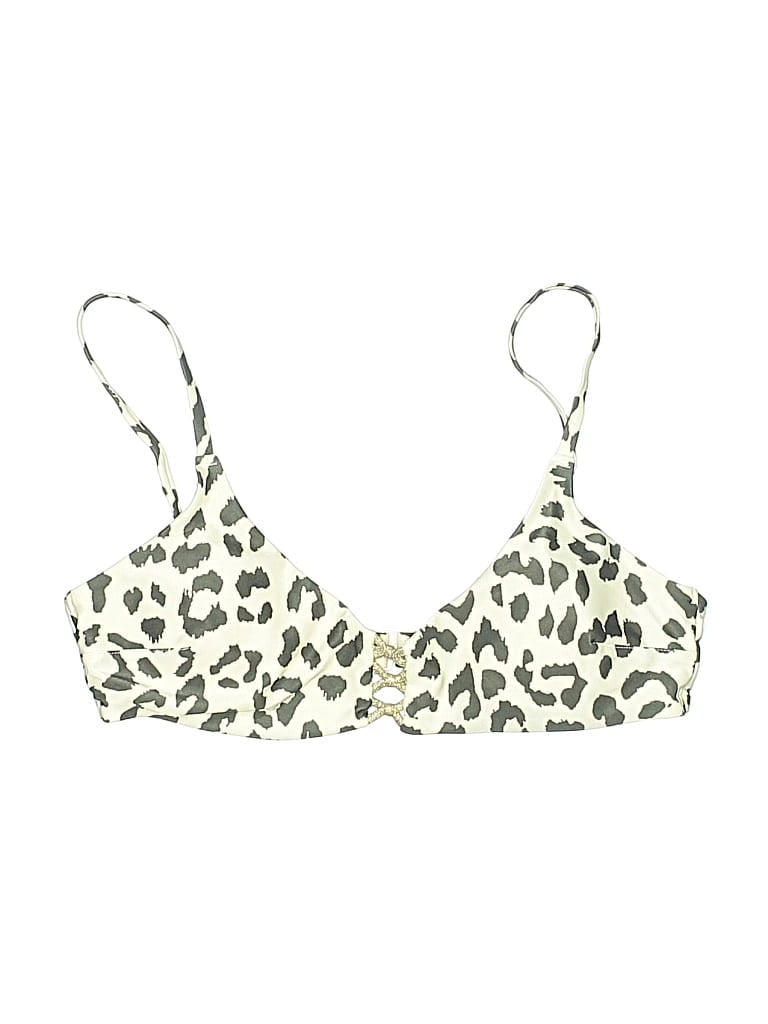 Pre-owned Aerie Swimsuit Top Ivory Animal Print Pattern Swimwear In White