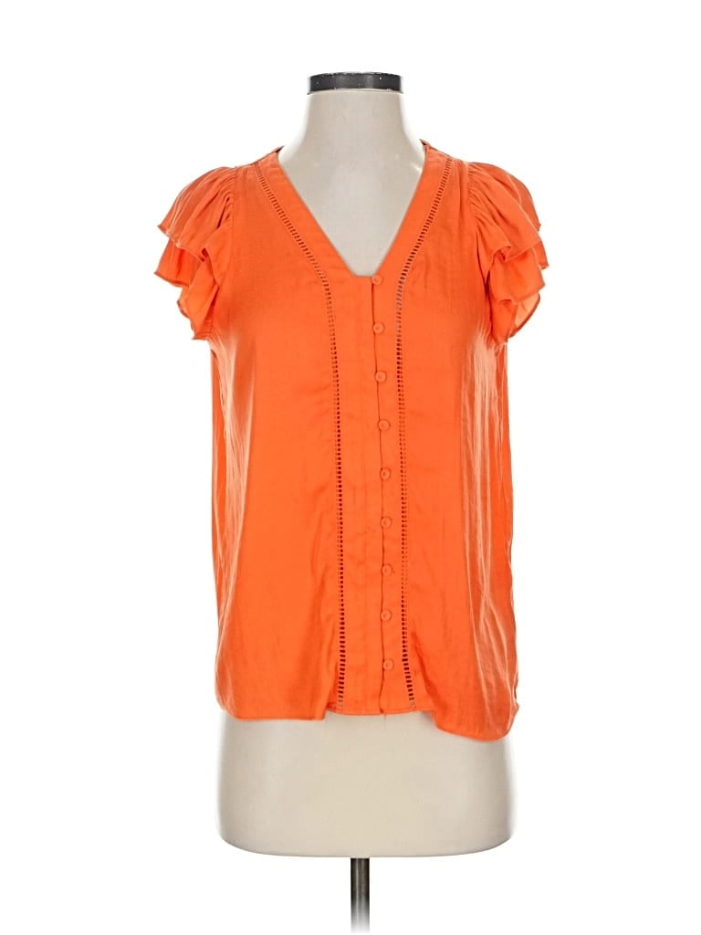 Click to view more detailed imagery on our partner's website Pre-owned Joie Short Sleeve Blouse In Orange