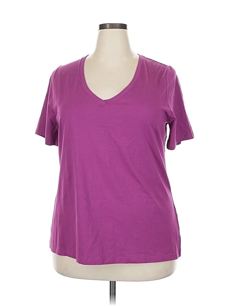 Click to view more detailed imagery on our partner's website Pre-owned Lane Bryant Short Sleeve Top Purple V Neck Tops