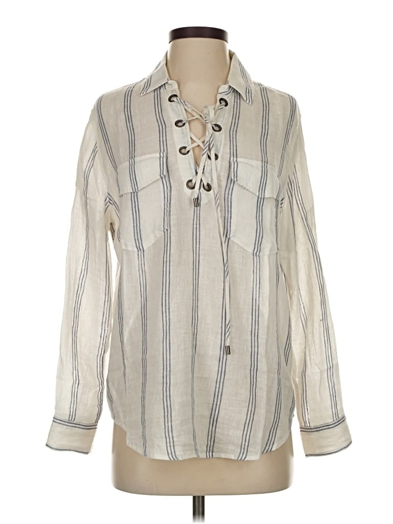 Pre-owned Rails Long Sleeve Blouse In White