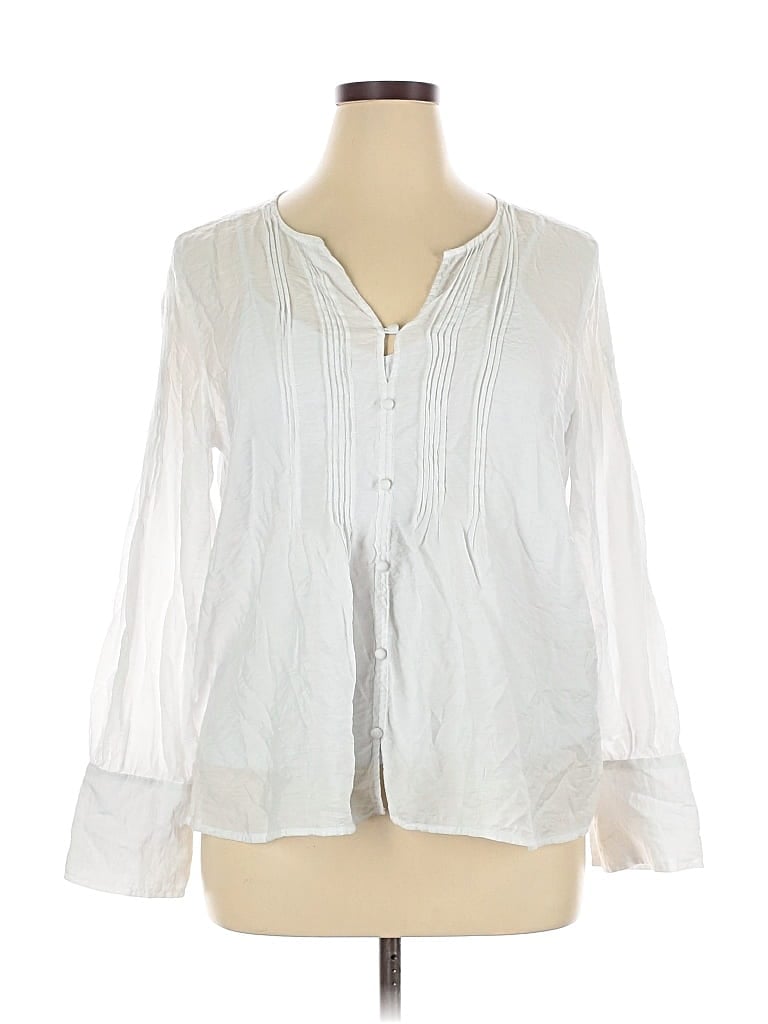 Pre-owned Simply Vera Vera Wang Long Sleeve Blouse In White