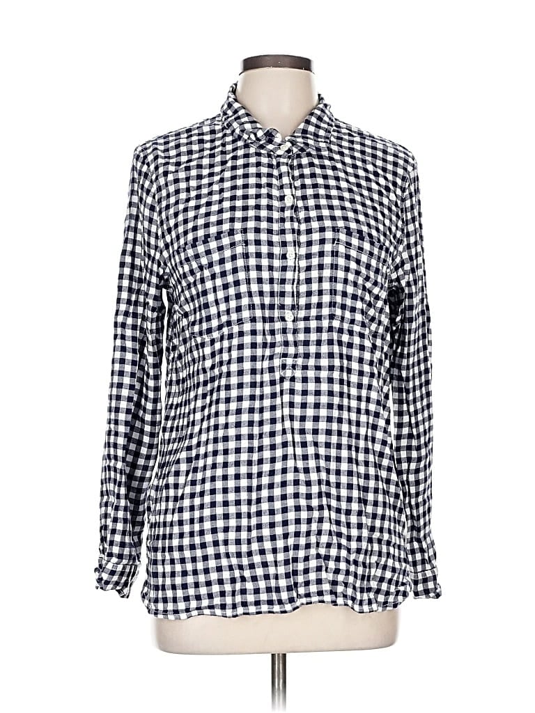 Pre-owned Aerie Long Sleeve Button Down Shirt In Blue