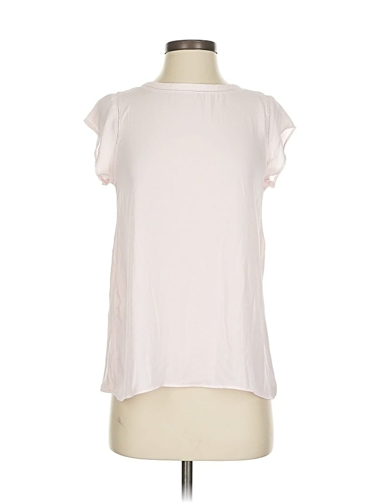 Pre-owned Ann Taylor Loft Short Sleeve Blouse In White