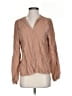 Self Contrast Tan Long Sleeve Blouse Size S - photo 1