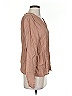 Self Contrast Tan Long Sleeve Blouse Size S - photo 4