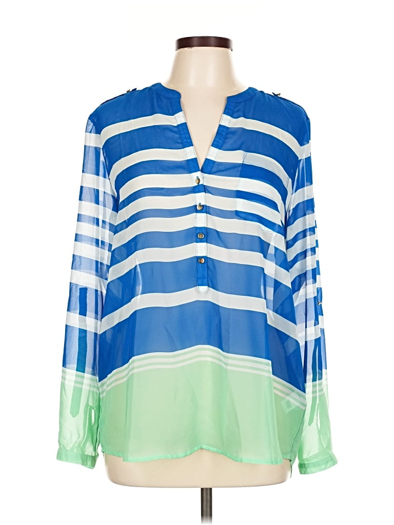 APT. 9 Pre-owned Long Sleeve Blouse In Blue