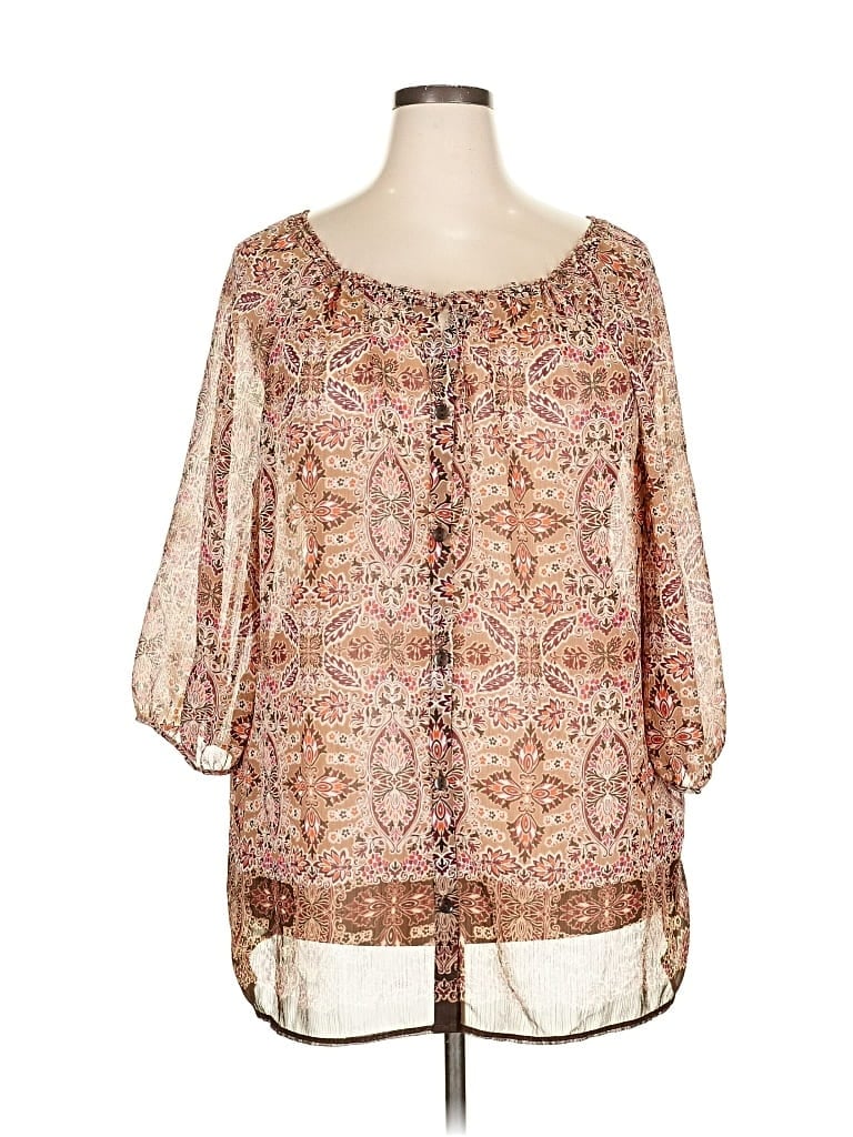 LIZ CLAIBORNE Pre-owned 3/4 Sleeve Blouse In Brown