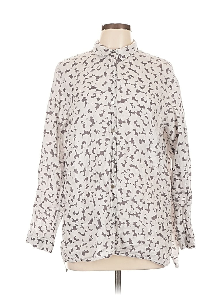 Pre-owned Jjill Long Sleeve Blouse In White