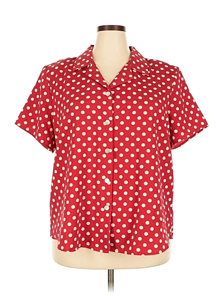 Pre-owned Susan Graver Short Sleeve Blouse In Red