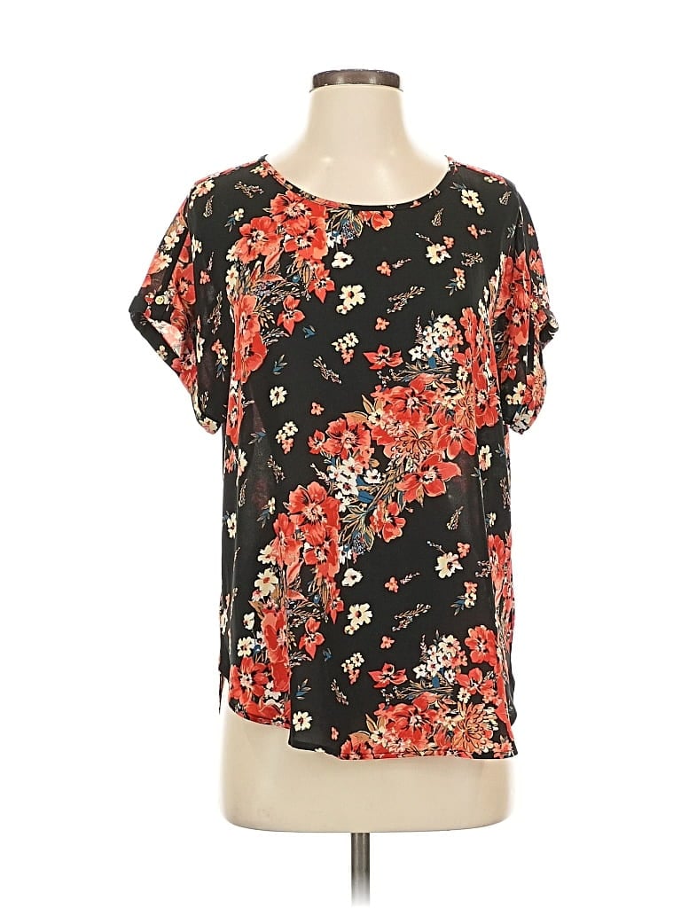 Pre-owned Maurices Short Sleeve Blouse In Black