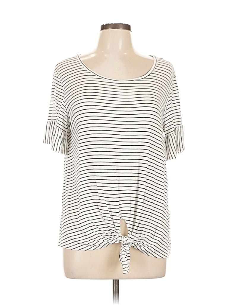 Pre-owned Bobeau Short Sleeve T-shirt In White