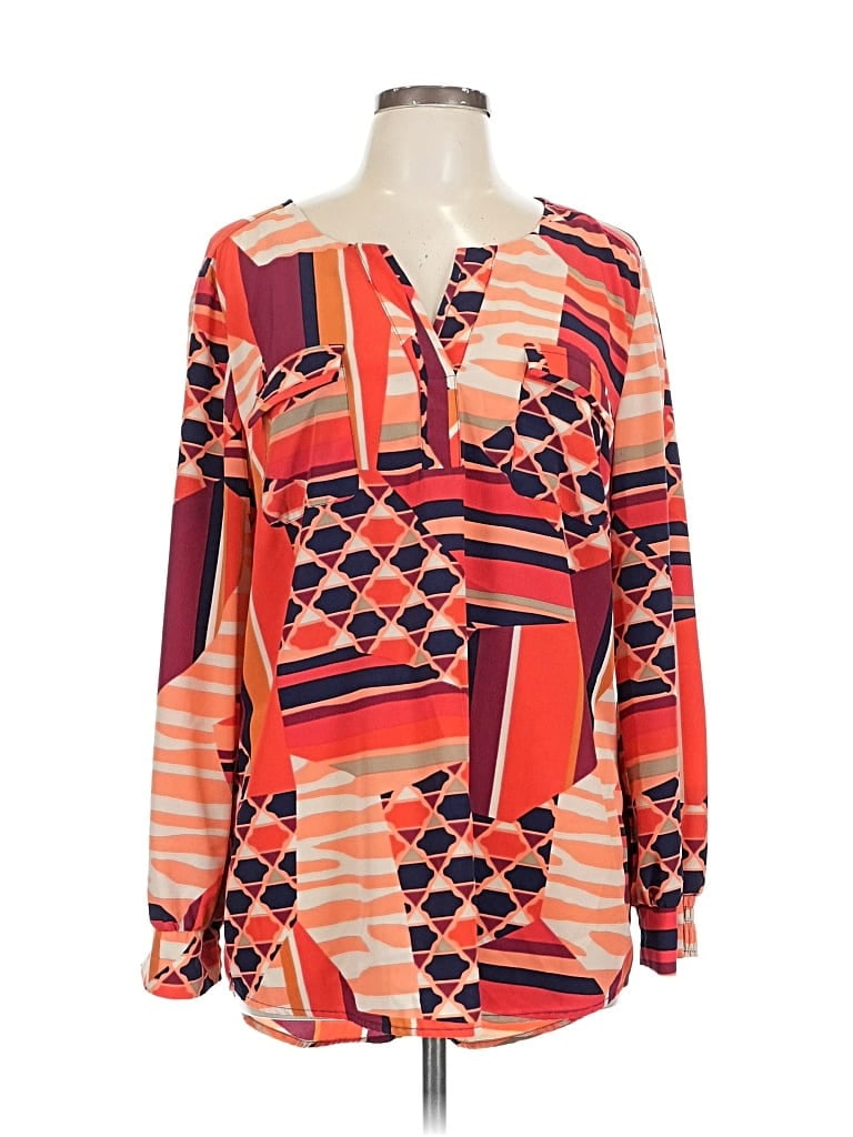 Pre-owned Style & Co Long Sleeve Blouse In Orange