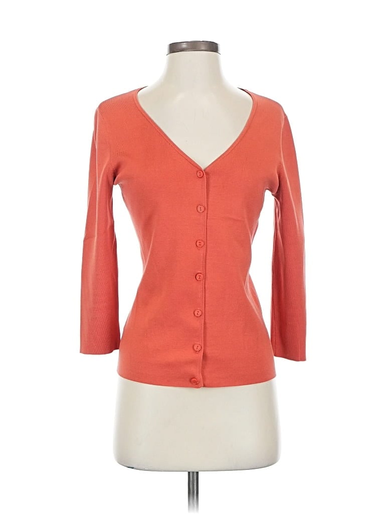 Pre-owned Ann Taylor Factory Silk Cardigan Sweater In Orange